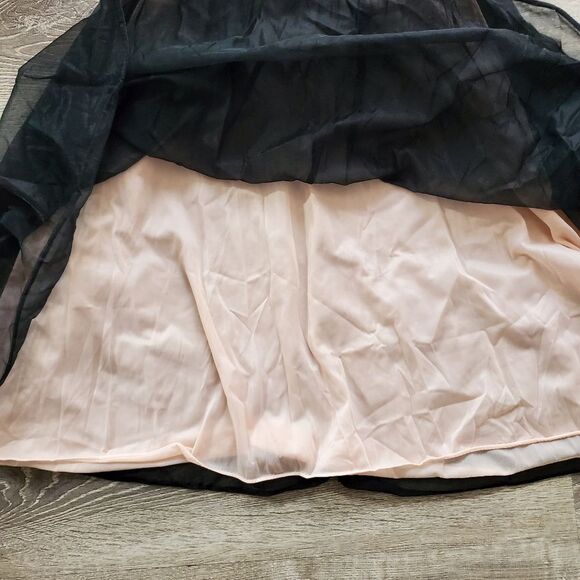 VANITY FAIR VINTAGE LINGERIE BABY DOLL NIGHTGOWN WOMEN Size 38 BLACK BLUSH PINK - Picture 12 of 13